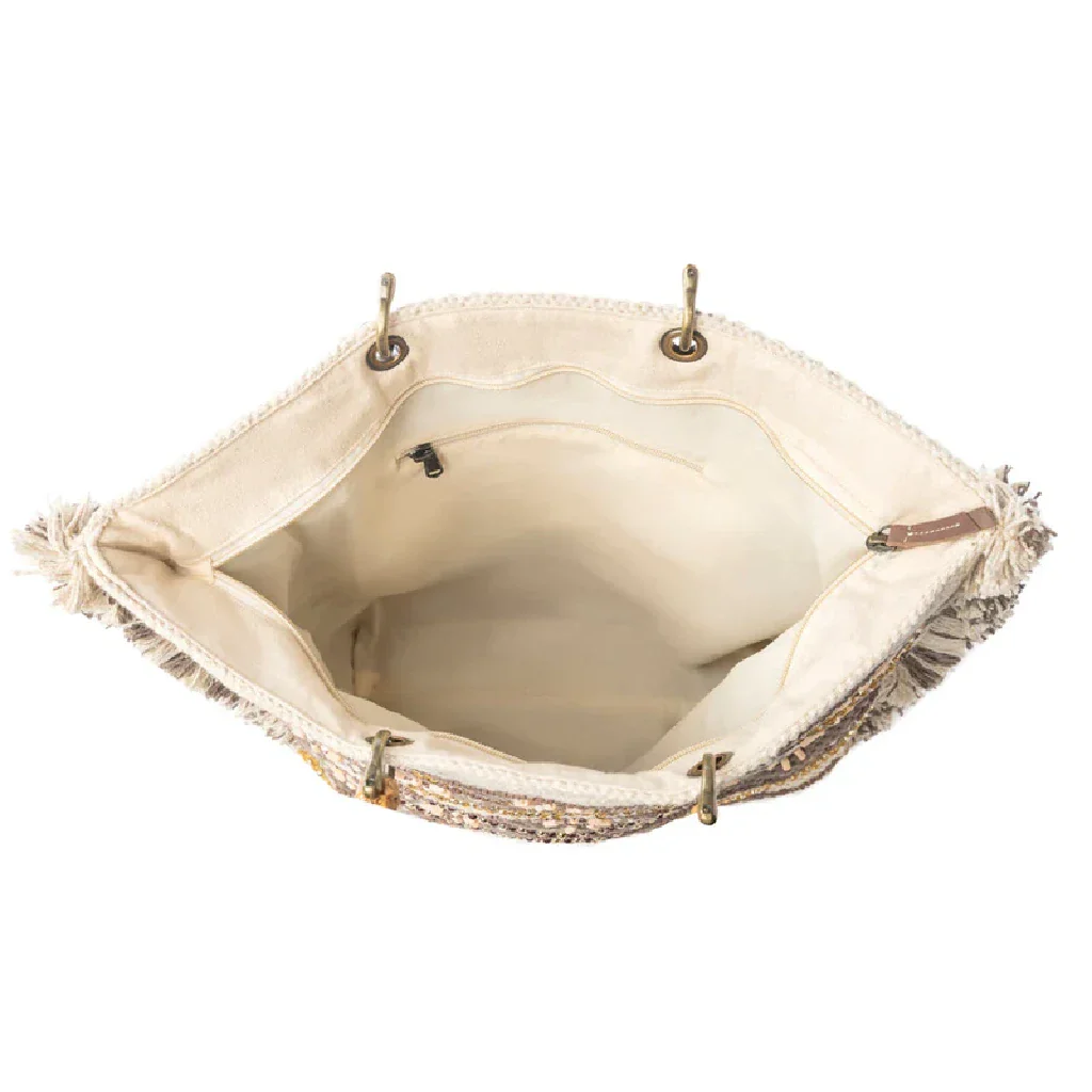 Myra Bag : Harvest Dune Hand Embroidered Weekender Bag - Image 4