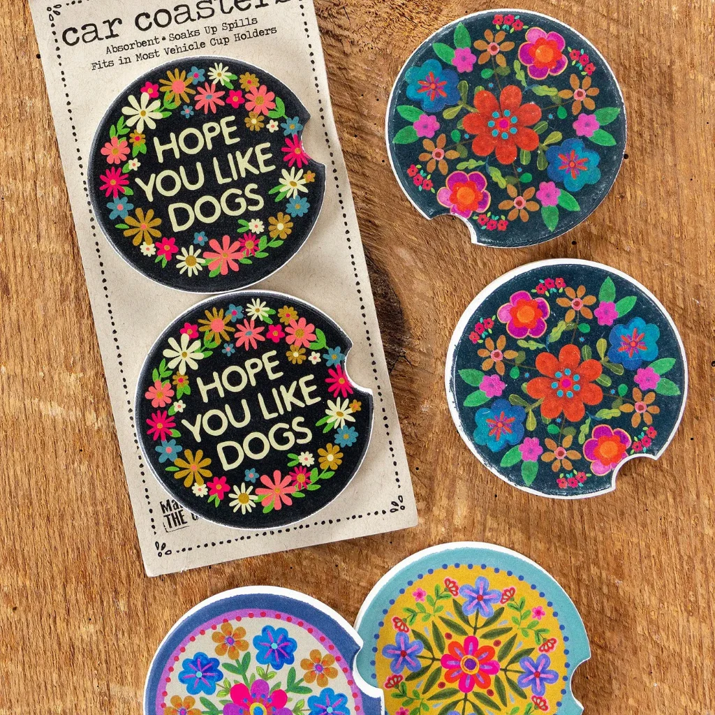 Natural Life : Folk Flower Car Coasters - Image 3