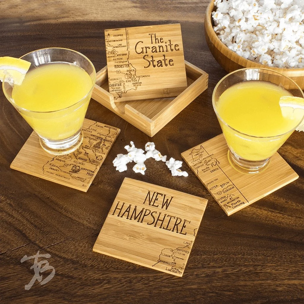 New Hampshire State Puzzle 4 Piece Bamboo Coaster Set with Case - Image 6