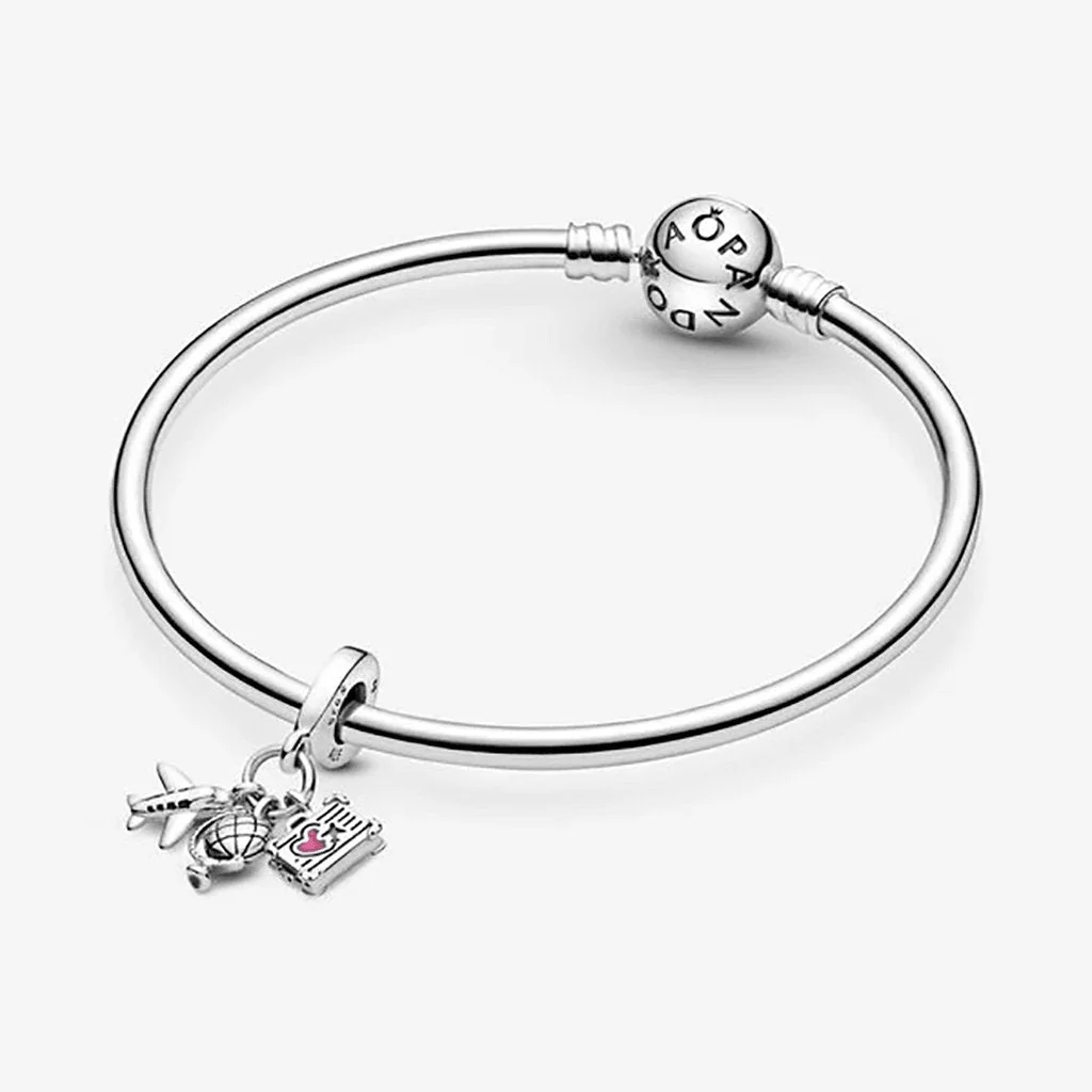 PANDORA : Airplane, Globe & Suitcase Dangle Charm - Image 5