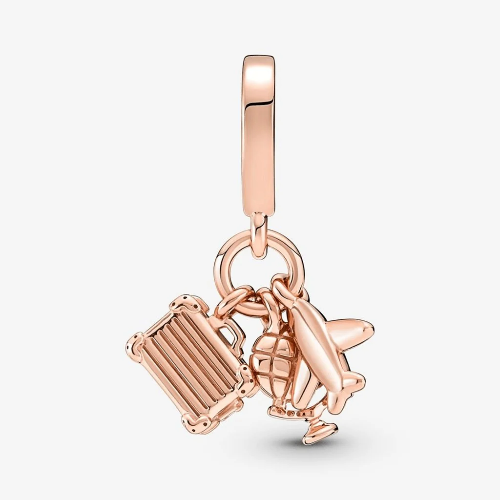 PANDORA : Airplane, Globe & Suitcase Triple Dangle Charm - Image 2
