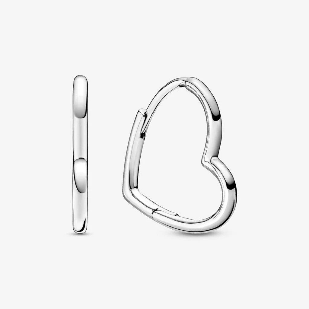 PANDORA : Asymmetrical Heart Hoop Earrings