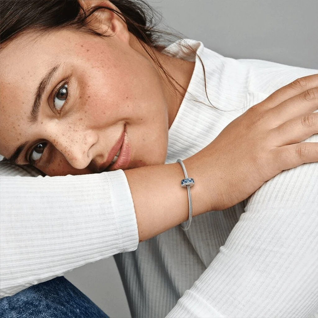 PANDORA : Blue Pavé Clip Charm - Image 2