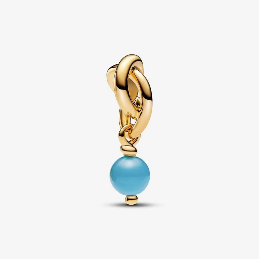 PANDORA : December Turquoise Blue Eternity Circle Dangle Charm