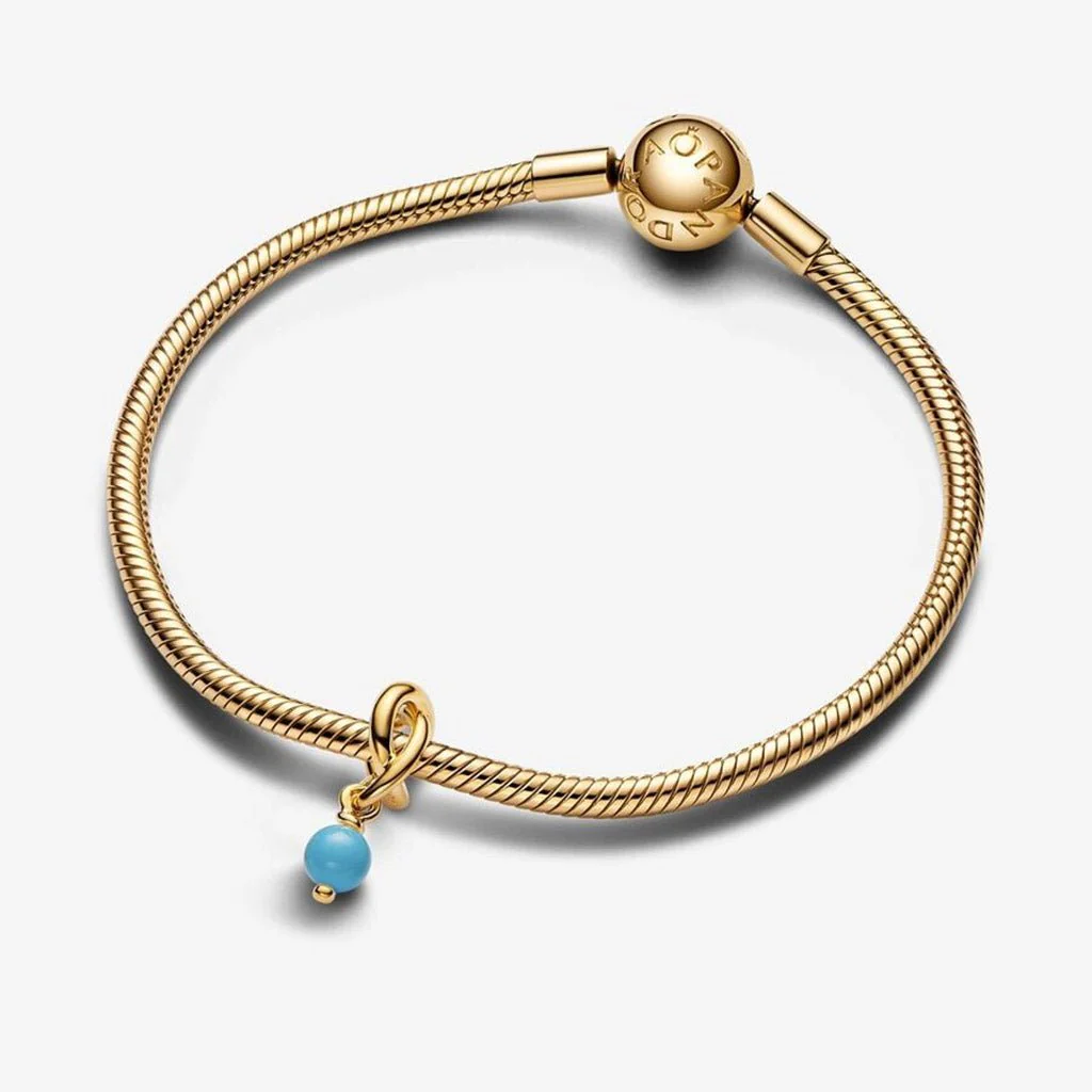 PANDORA : December Turquoise Blue Eternity Circle Dangle Charm - Image 2