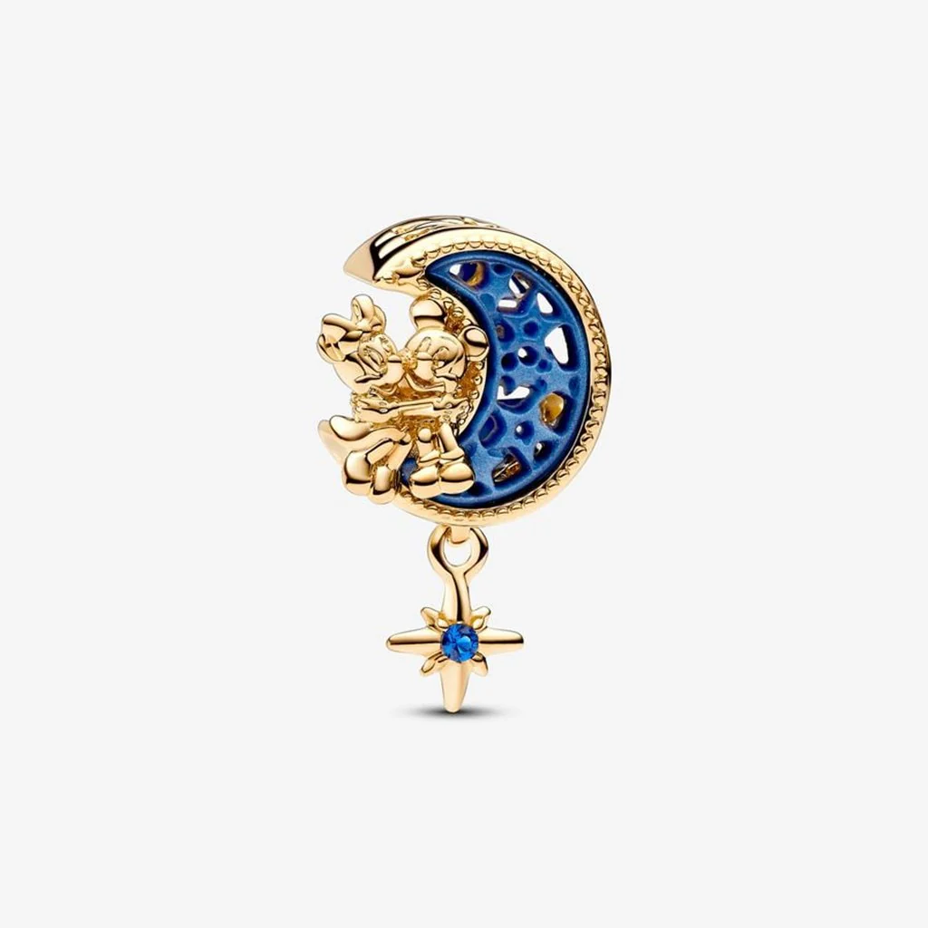 PANDORA : Disney Mickey Mouse & Minnie Mouse Crescent Moon Charm