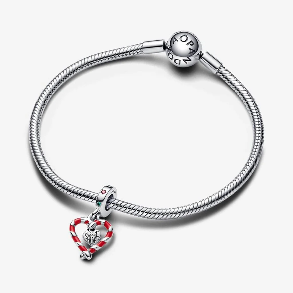 PANDORA : Double Candy Cane Heart Christmas Dangle Charm - Image 3