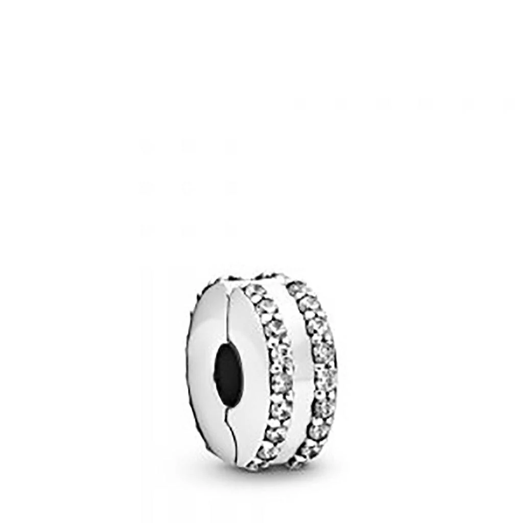 PANDORA : Double Lined Pavé Clip Charm