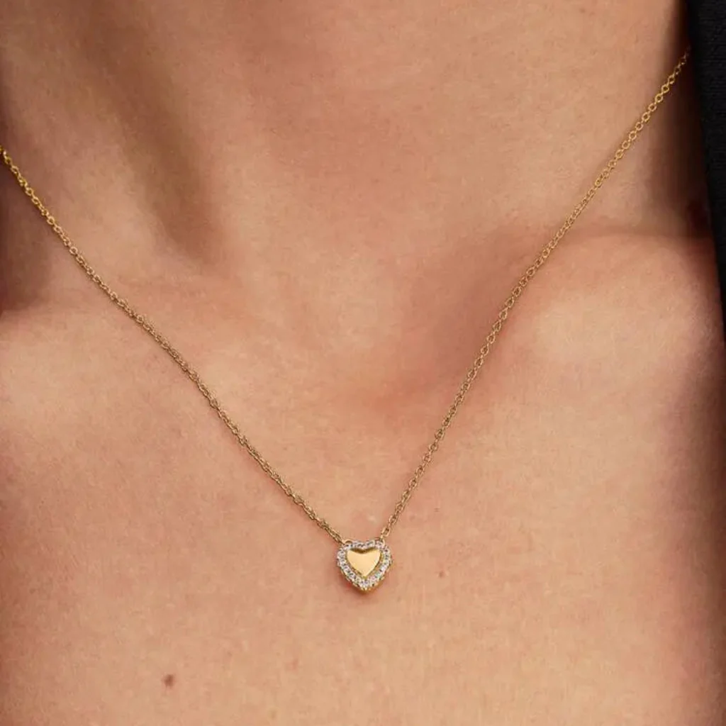 Pandora : Engravable Heart Halo Collier Necklace - Image 4