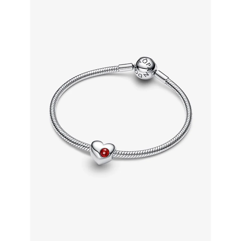 PANDORA : Red Stone Heart Charm - Image 2
