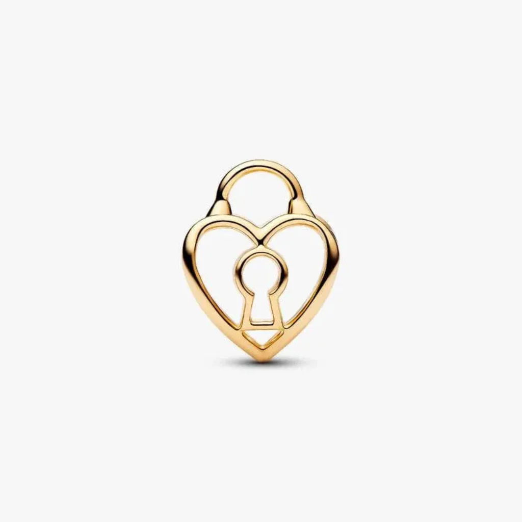 Pandora : Gold Openwork Heart Padlock Charm - Image 2