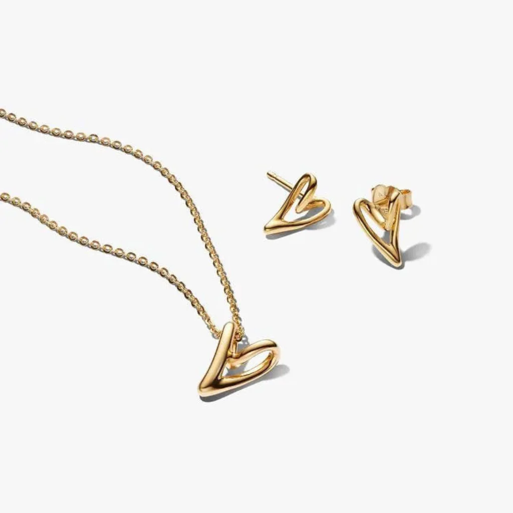 PANDORA : Golden Organic Heart Jewelry Gift Set - Image 2