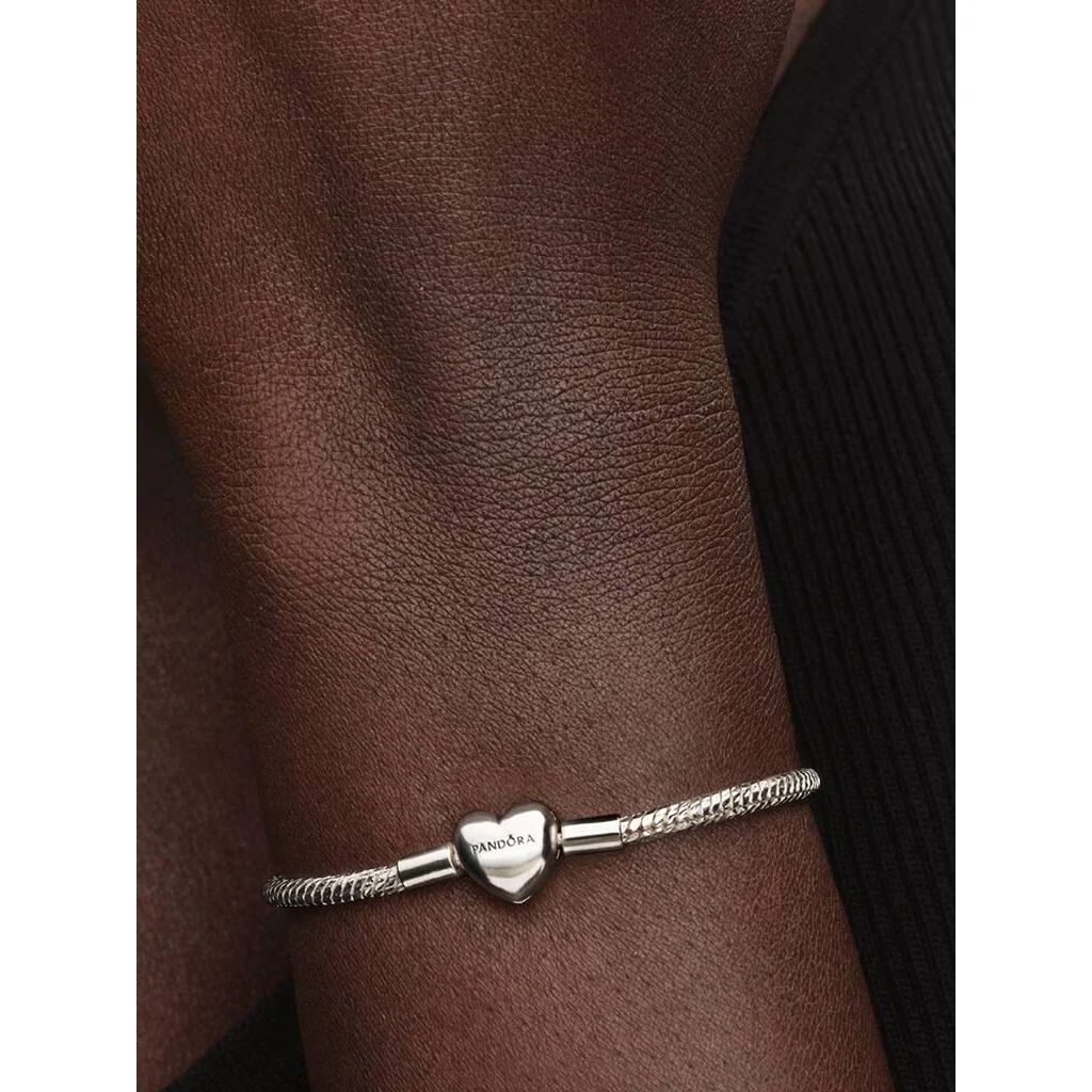 PANDORA : Heart Clasp Faceted Snake Chain Bracelet - Image 2