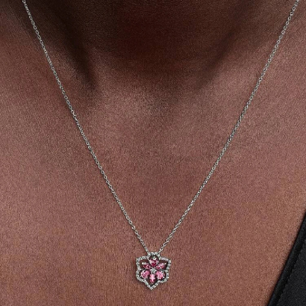 Pandora : Herbarium Sparkling Pink Flower Pendant Necklace - Image 5