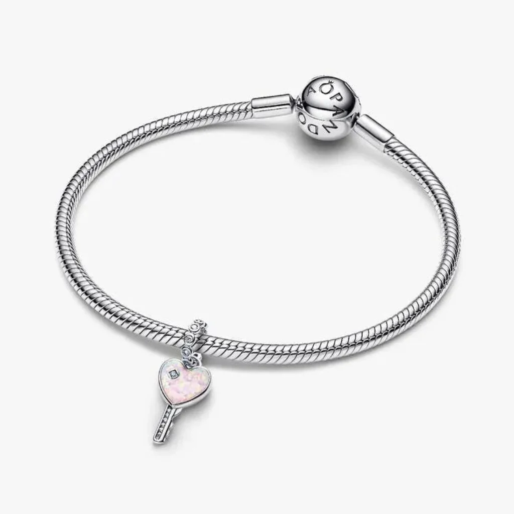 Pandora : Opalescent Heart Key Dangle Charm - Image 3