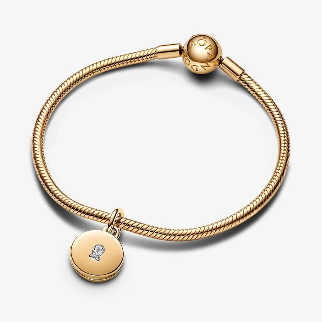 PANDORA : Openable & Engravable Love Locket Dangle Charm - 14k Gold-plated unique metal blend - Image 6