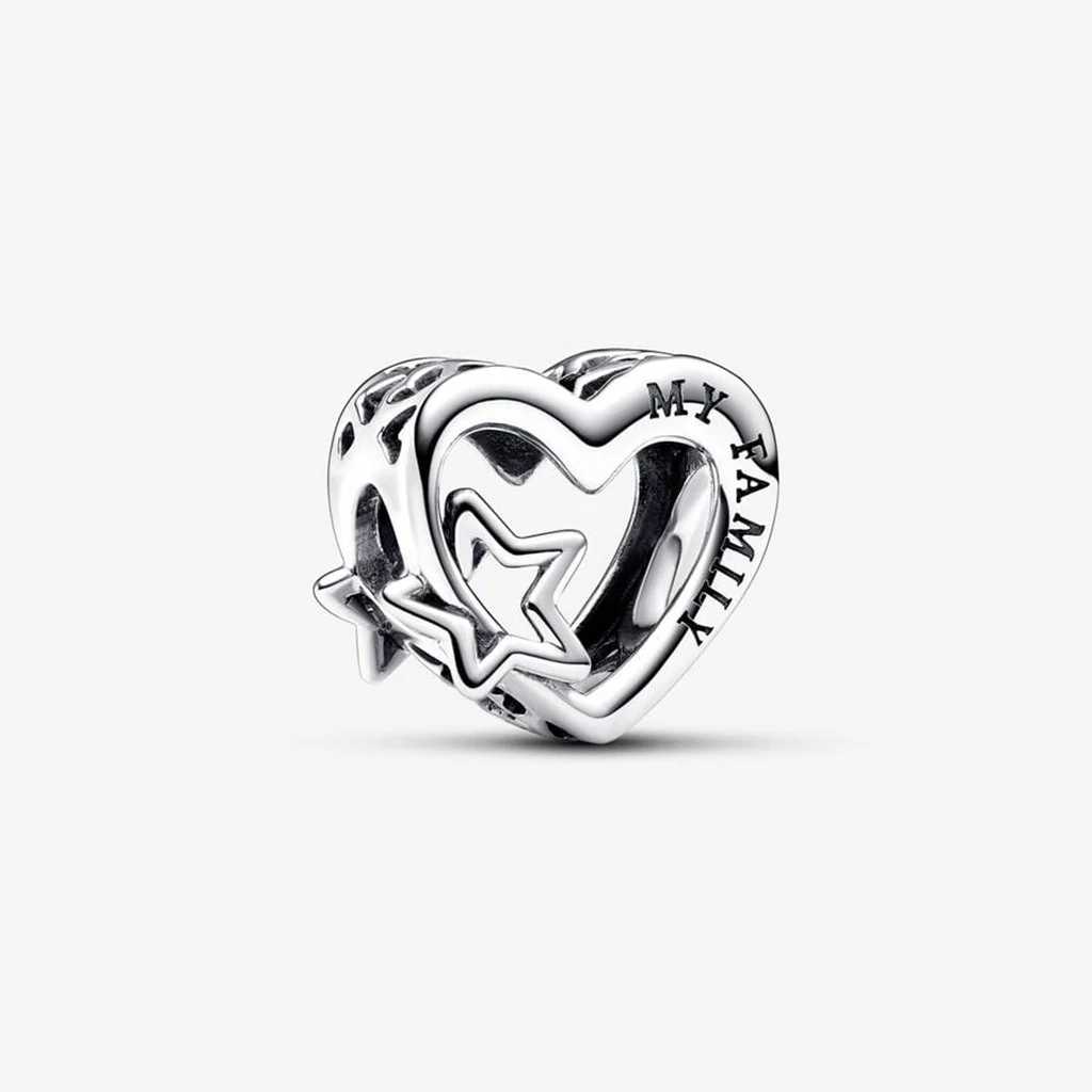 PANDORA : Openwork Family Heart & Star Charm - Image 2