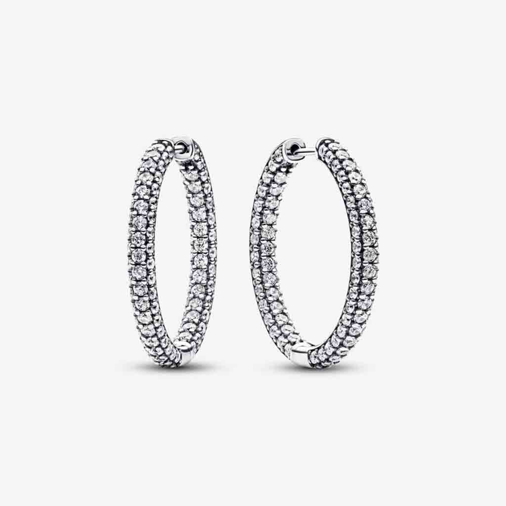 PANDORA : Pandora Timeless Pavé Single-row Hoop Earrings