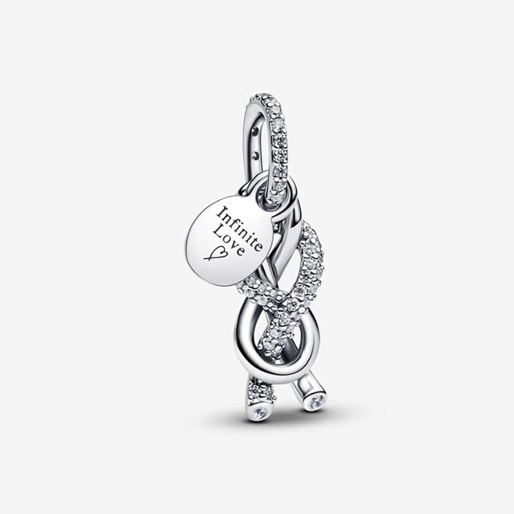 PANDORA : Pavé Infinity Knot Dangle Charm - Sterling Silver