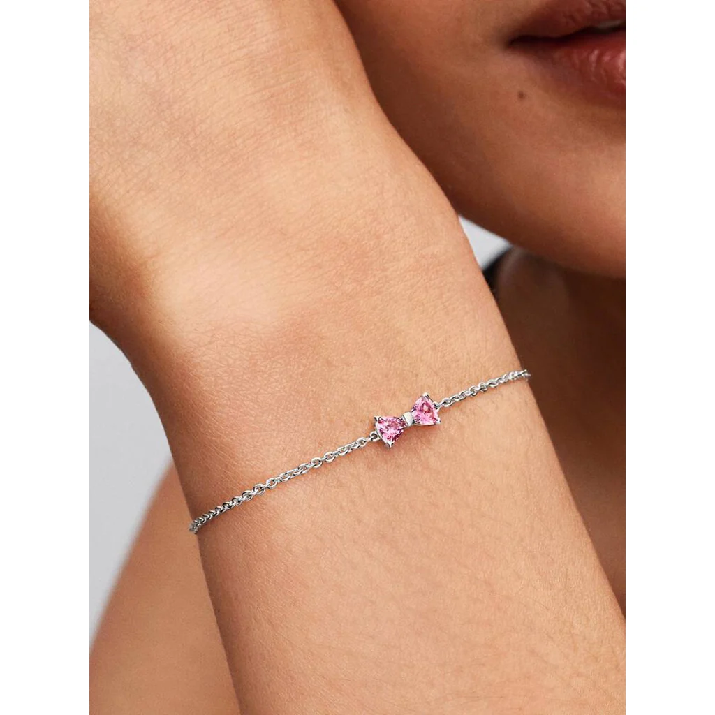 PANDORA : Pink Bow Chain Bracelet - Image 2