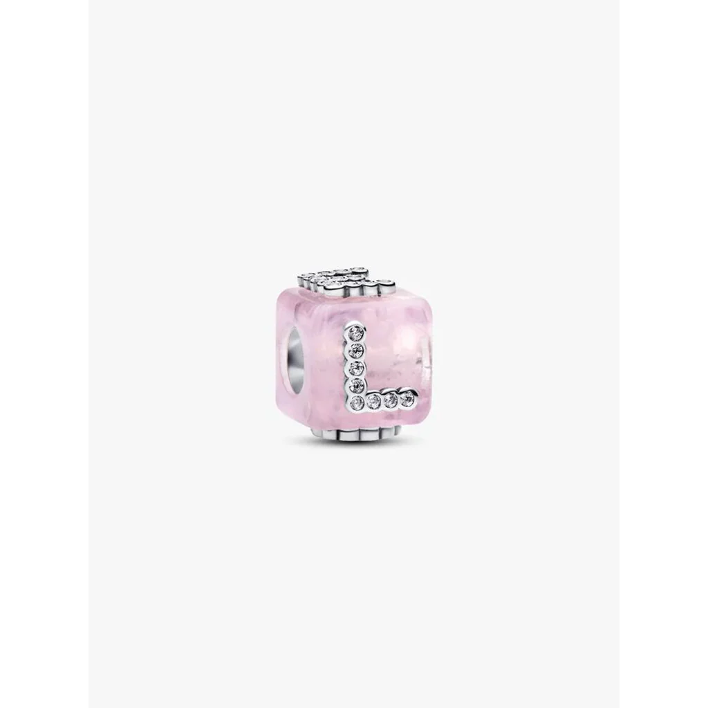Pandora : Pink Murano Glass Love Cube Charm