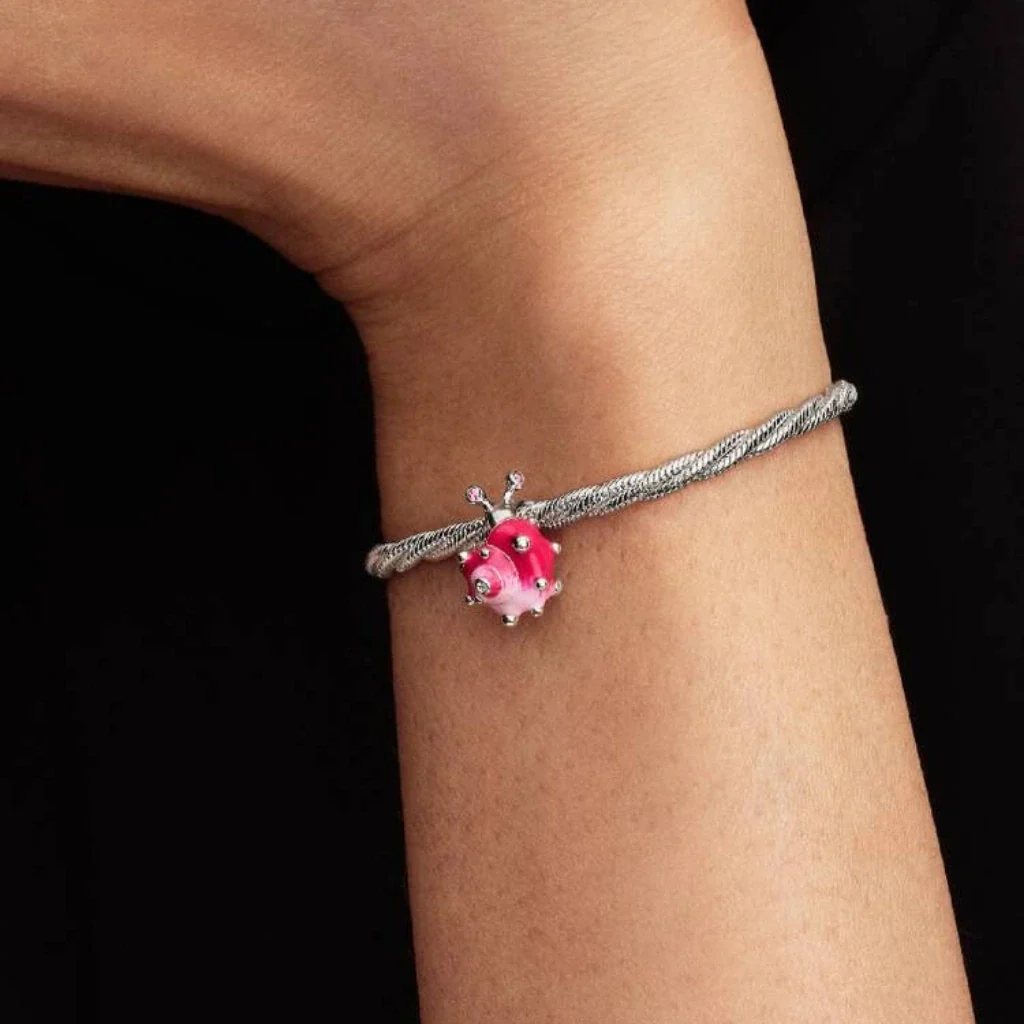 PANDORA : Pink Snail Charm - Silver - Image 4
