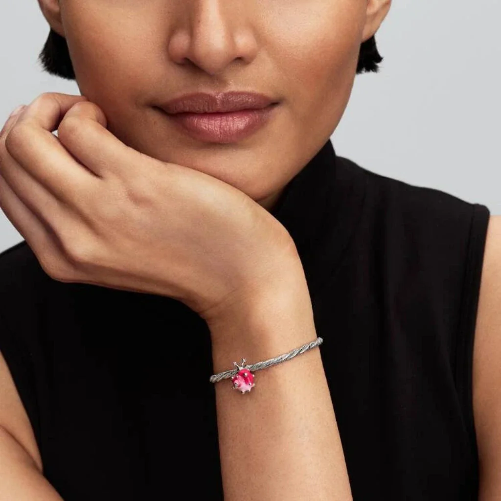 PANDORA : Pink Snail Charm - Silver - Image 5