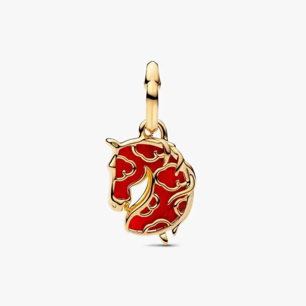 Pandora : Red Fire Horse Murano Glass Dangle Charm