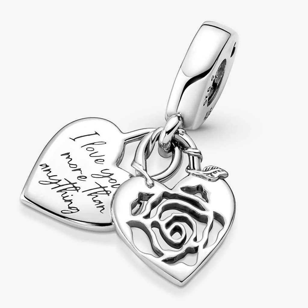 PANDORA : Rose Heart Padlock Dangle Charm - Image 2