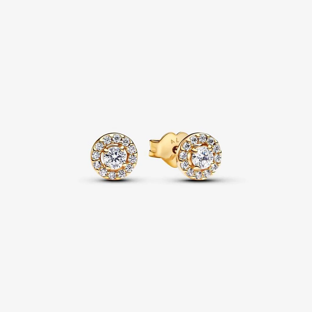 PANDORA : Round Pavé Halo Stud Earrings