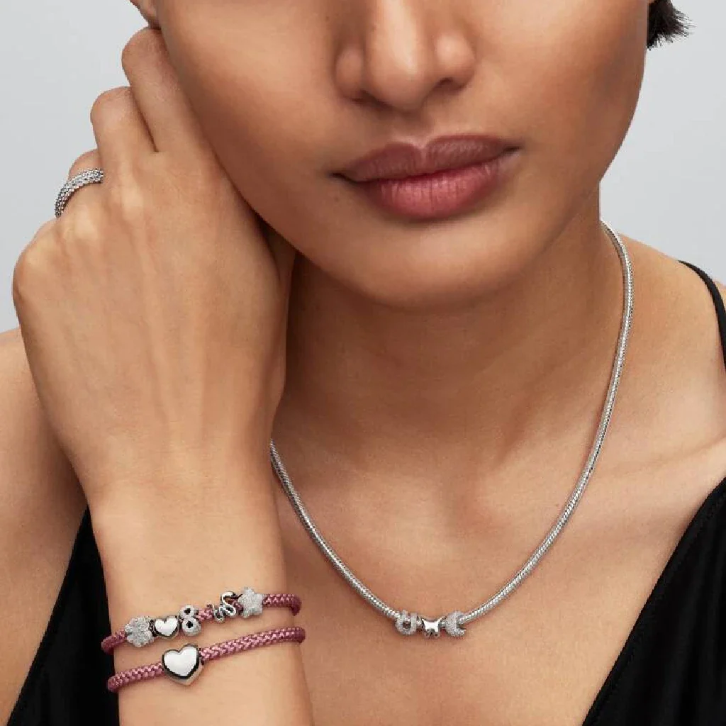 Pandora : Shimmering Pink Cord Bracelet - Image 2