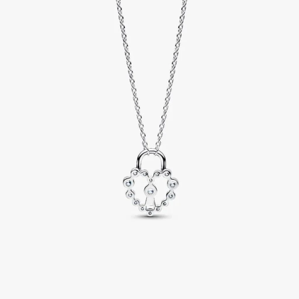 Pandora : Sparkling Heart Padlock Pendant Necklace - Image 2