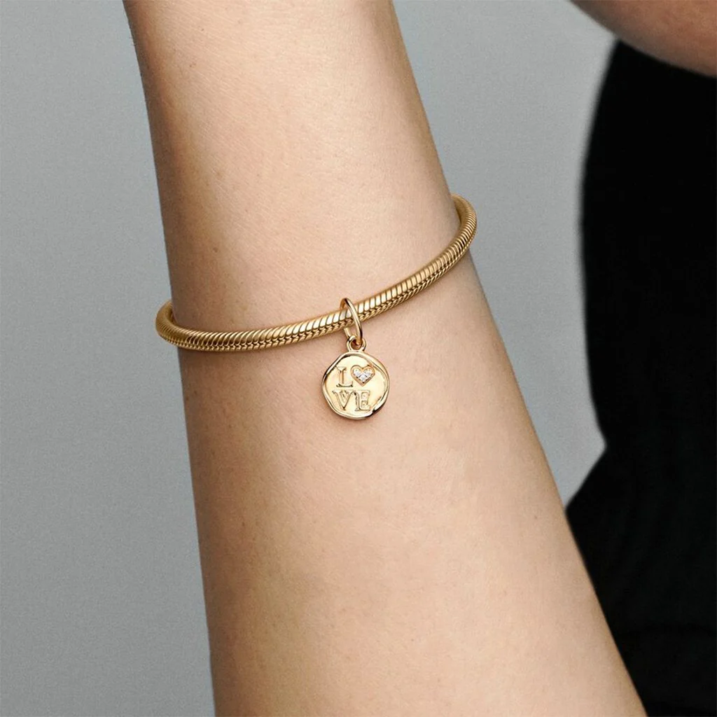 PANDORA : Sparkling Love Stamp Dangle Charm - Image 3