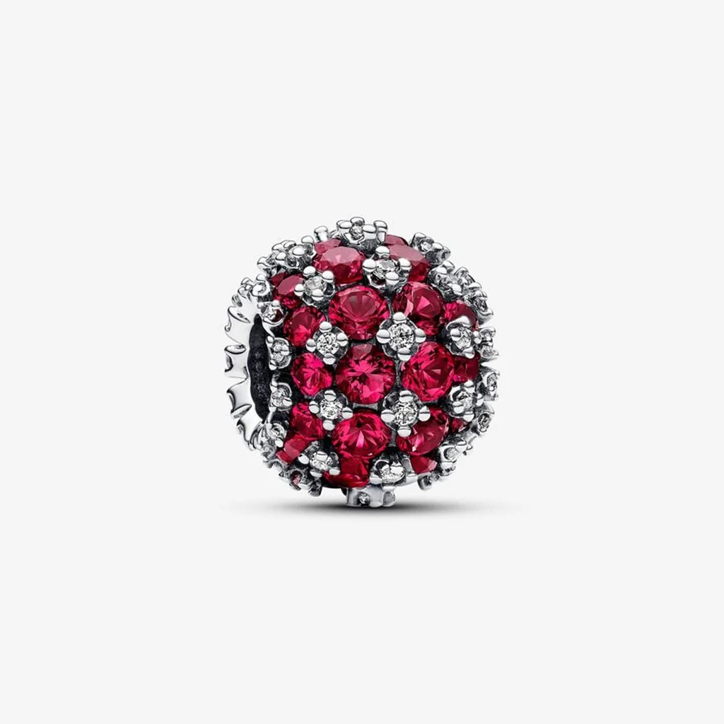 PANDORA : Sparkling Pavé Round Pink Charm - Sterling Silver