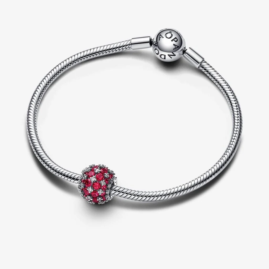 PANDORA : Sparkling Pavé Round Pink Charm - Sterling Silver - Image 6