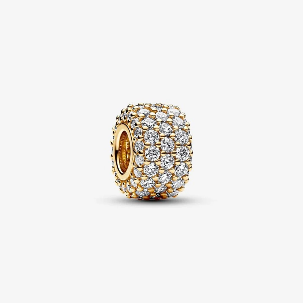 PANDORA : Sparkling Pavé Triple-row Charm - Gold plated