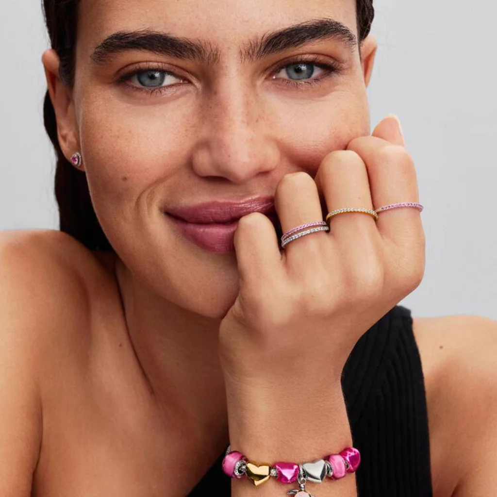 PANDORA : Sparkling Pink Band Ring - Image 4