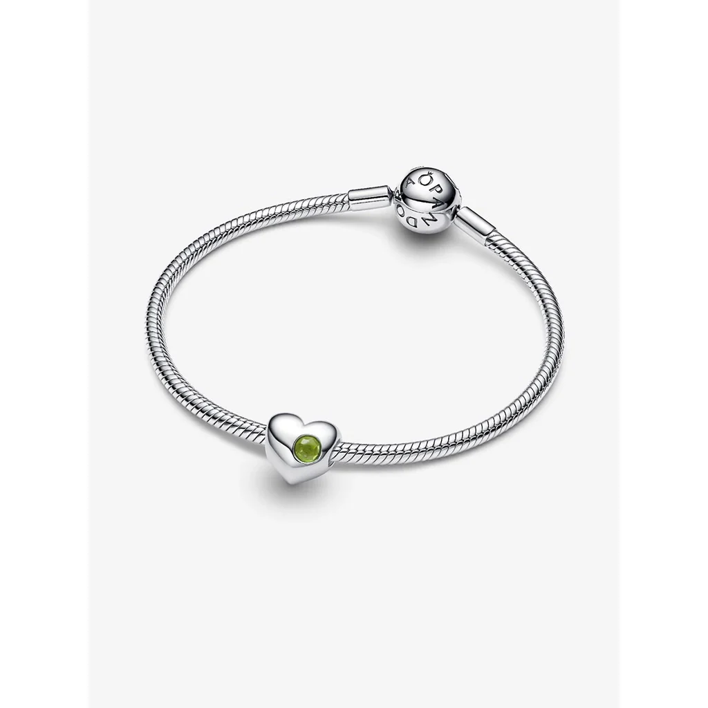 PANDORA : Spring Green Stone Heart Charm - Image 2
