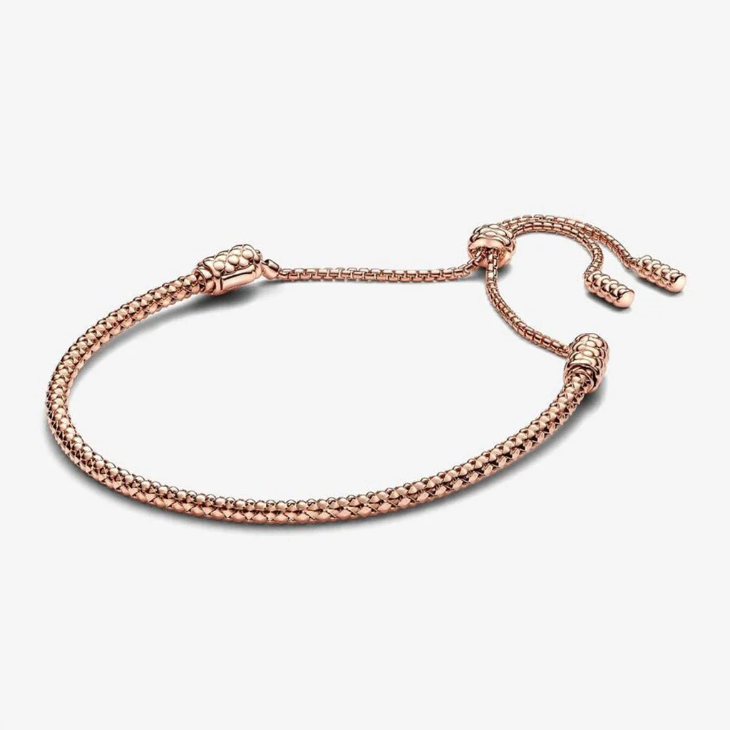 PANDORA : Studded Chain Slider Bracelet- Rose Gold