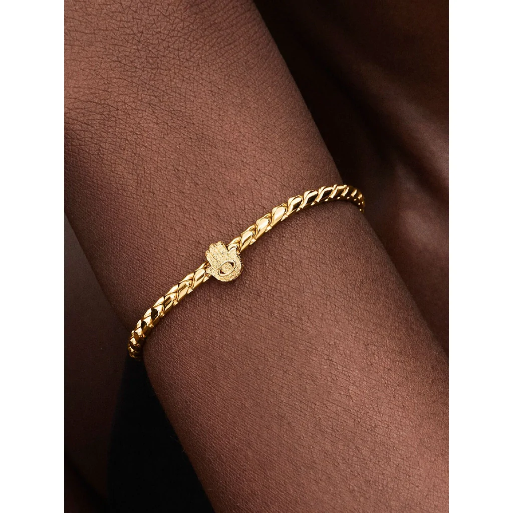 PANDORA : Textured Hamsa Hand Mini Charm - Gold - Image 2