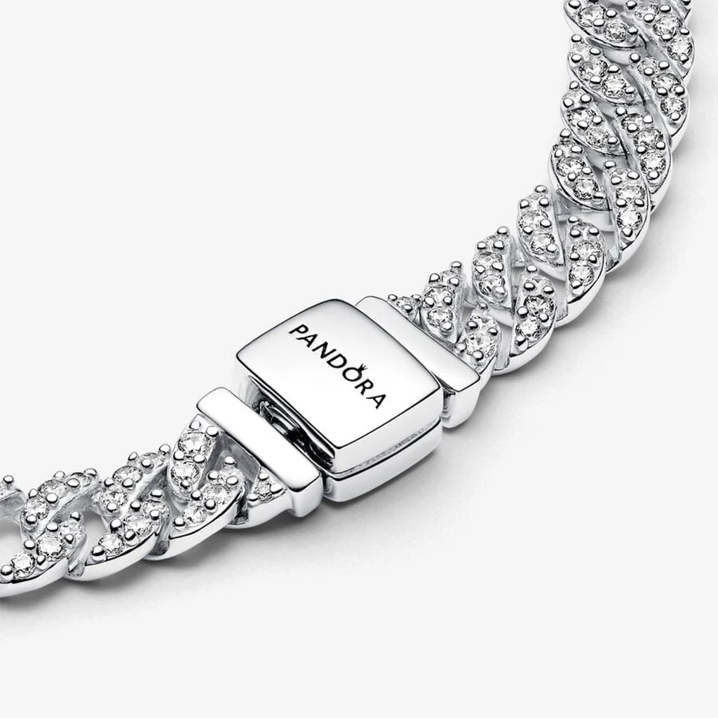 PANDORA : Timeless Pavé Cuban Chain Bracelet - Sterling Silver - Image 2