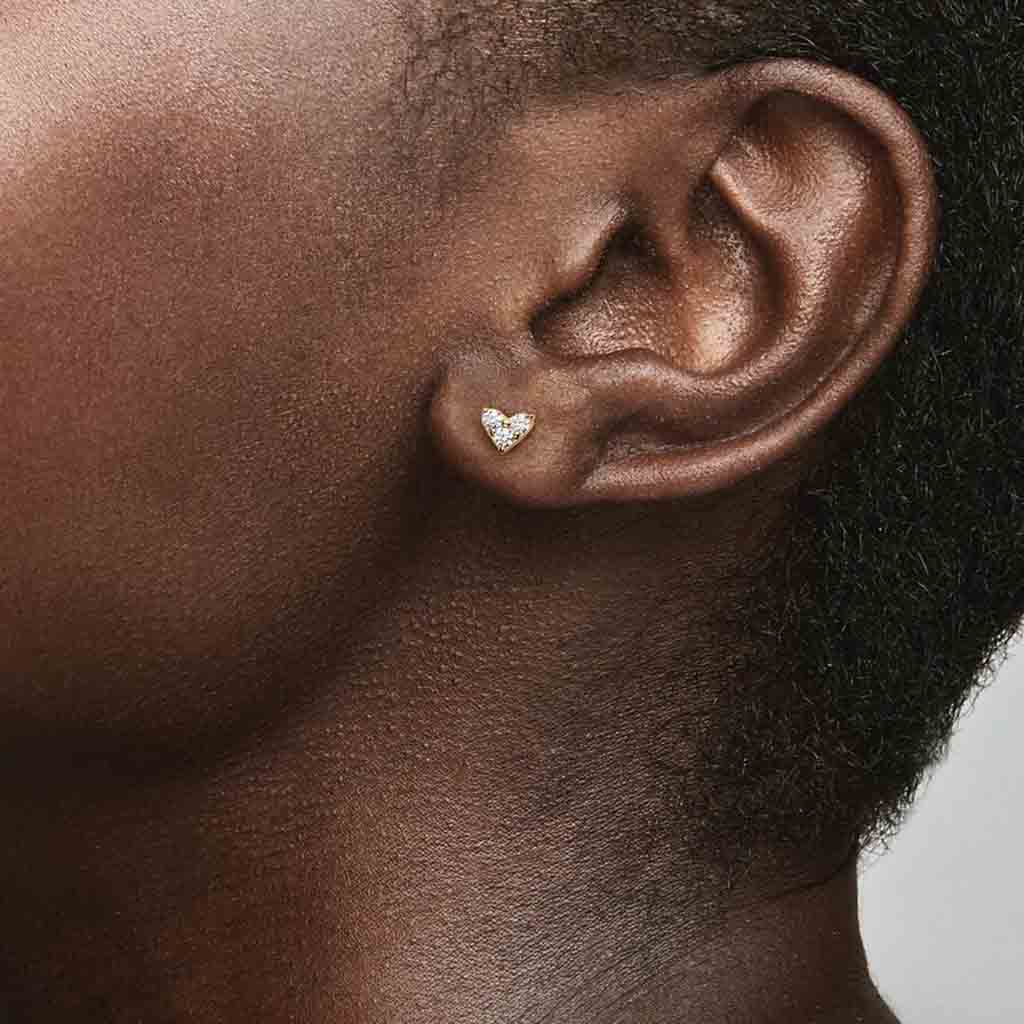 PANDORA : Triple Stone Heart Stud Earrings - Image 2