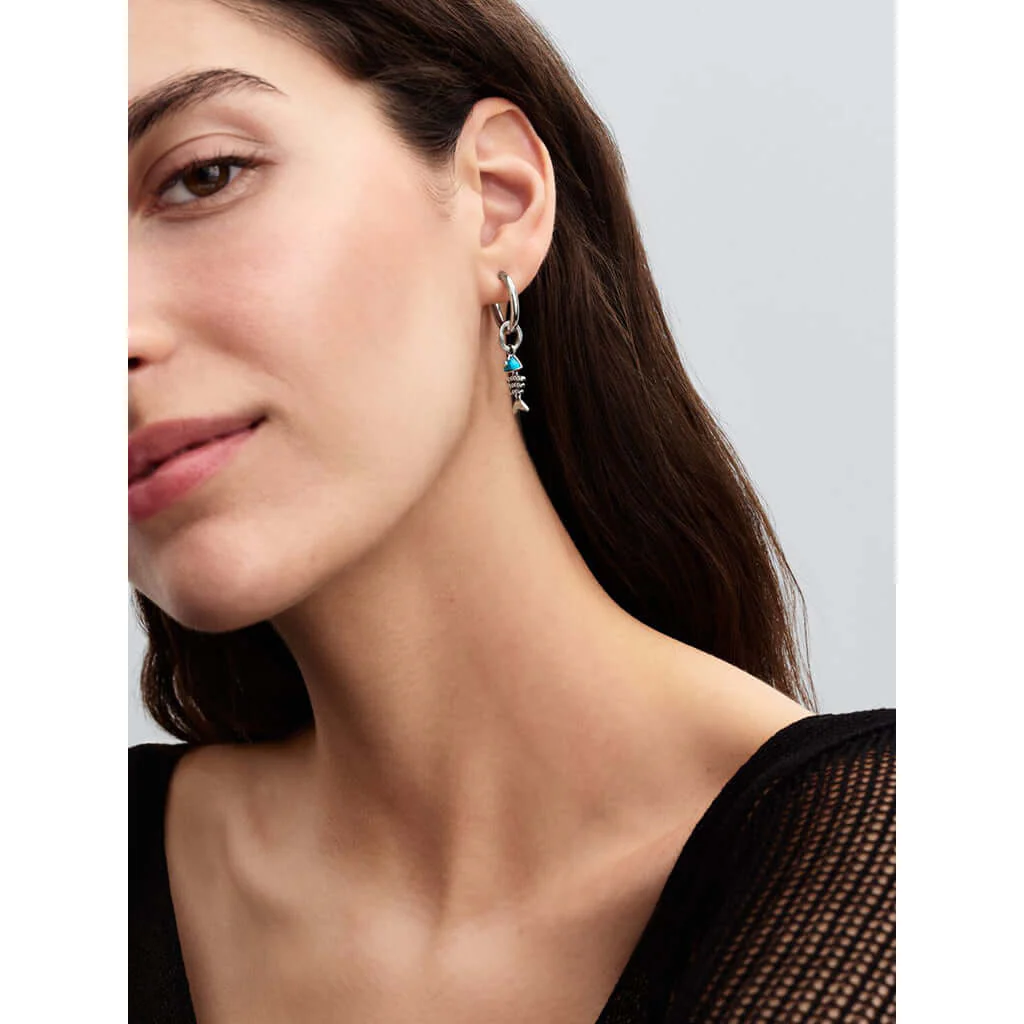 PANDORA : Turquoise-colored Fishbone Dangle Charm Sterling silver - Image 5