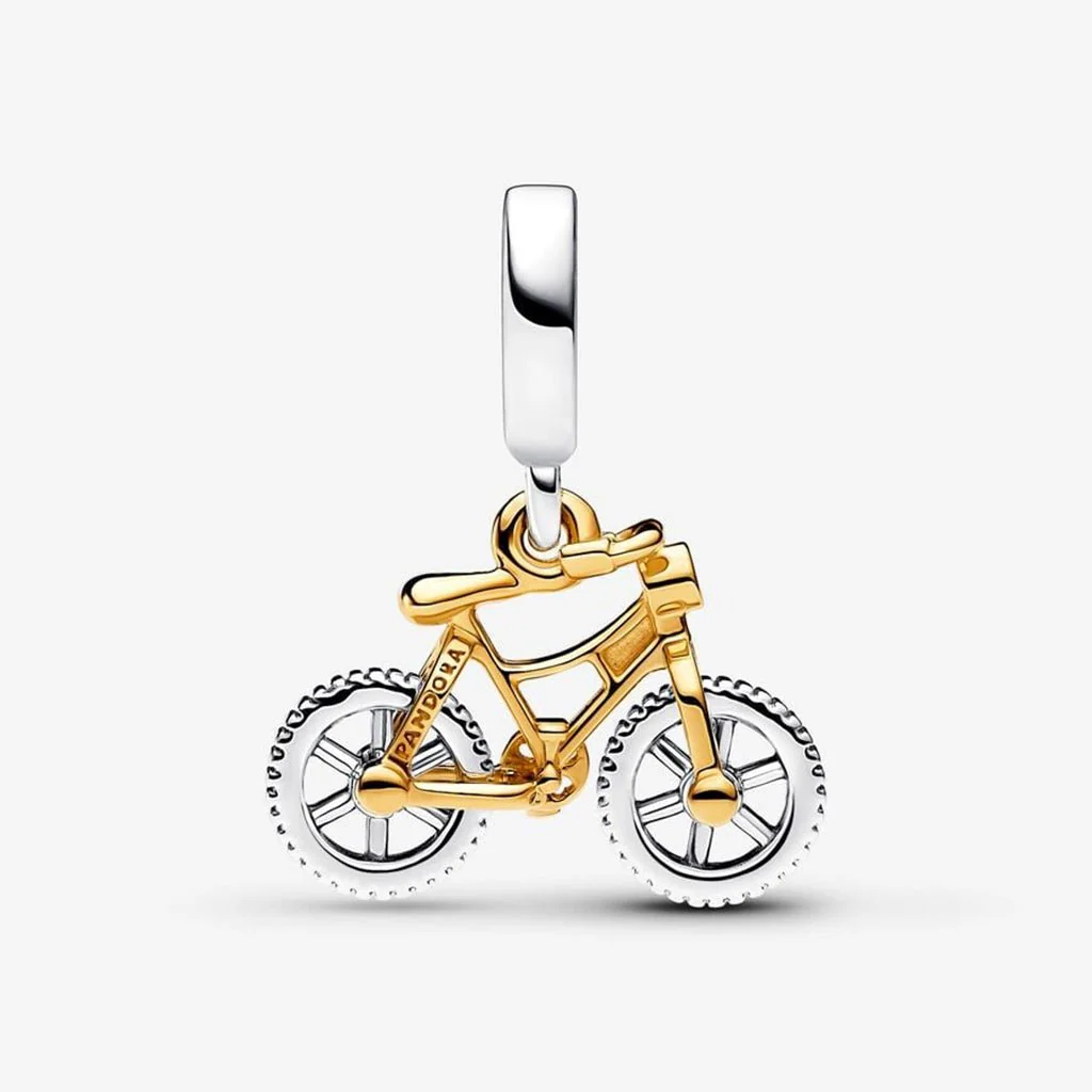 PANDORA :Two-tone Spinning Wheels Bicycle Dangle Charm - Image 2