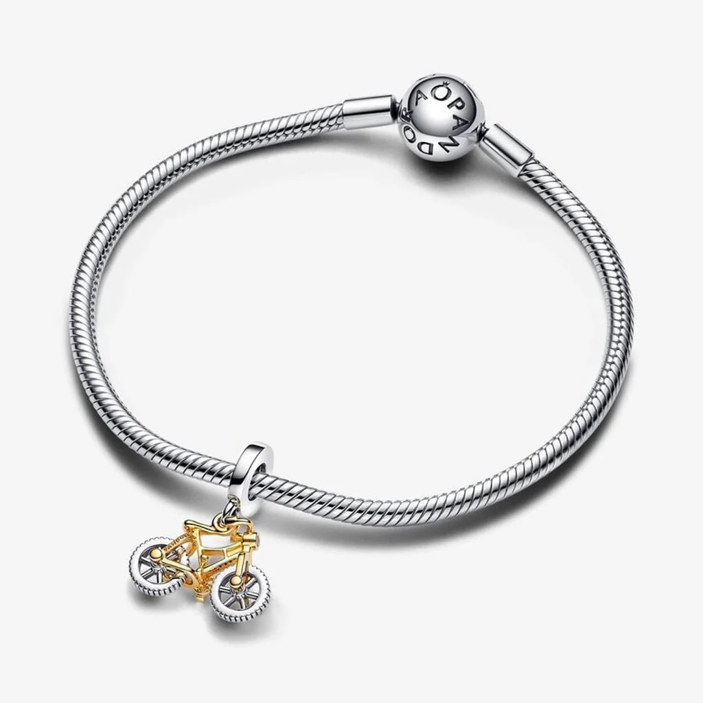 PANDORA :Two-tone Spinning Wheels Bicycle Dangle Charm - Image 3