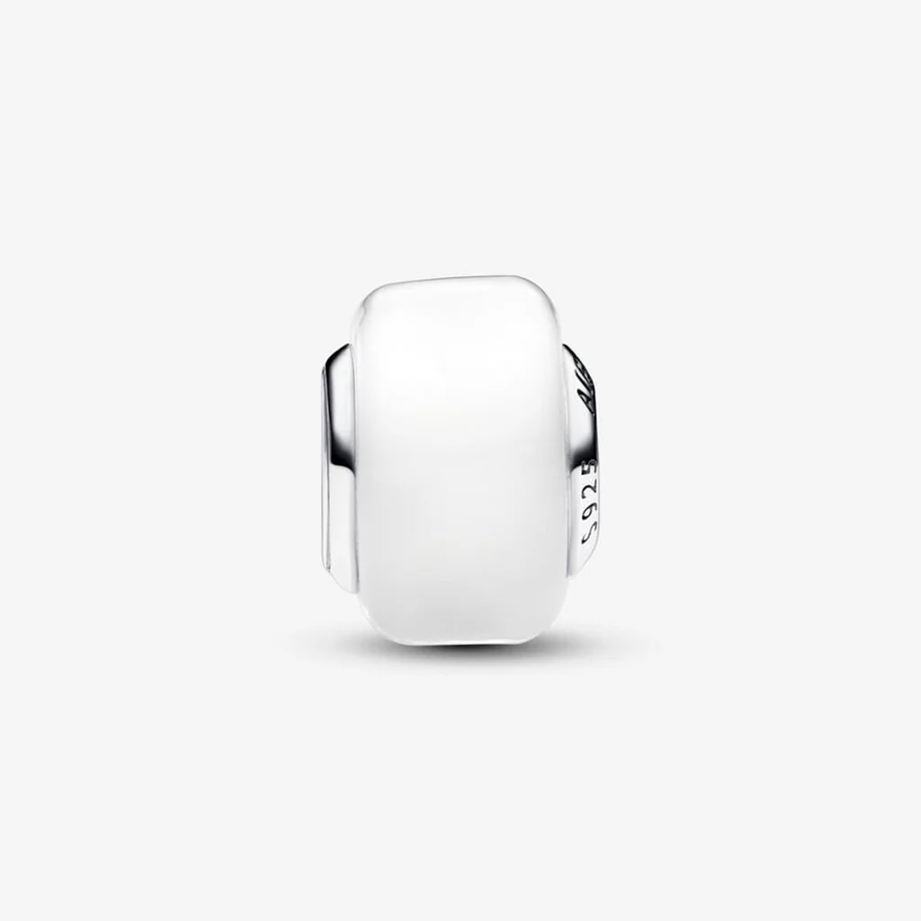 PANDORA : White Mini Murano Glass Charm in Sterling Silver - Image 4