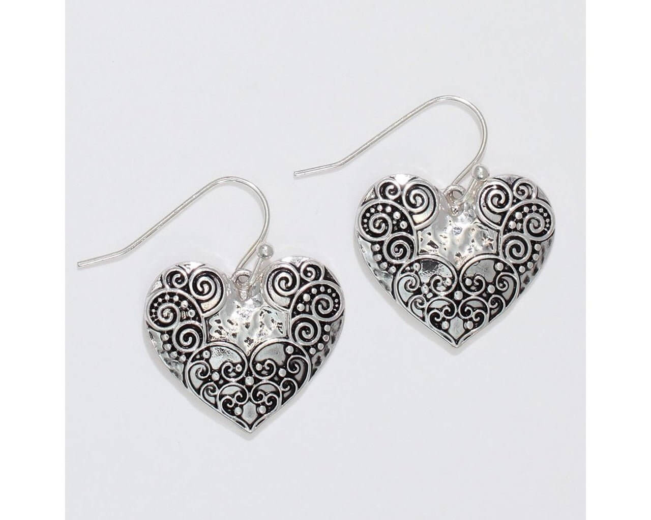 Periwinkle by Barlow : Silver Hearts with Scroll Detail - Earrings