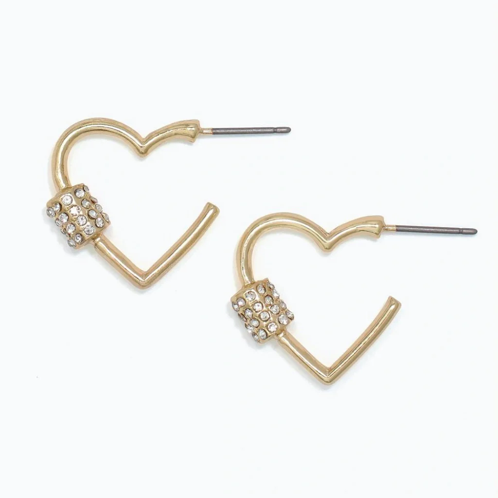 Periwinkle :  Heart Hoops With Crystal Barrels Earrings