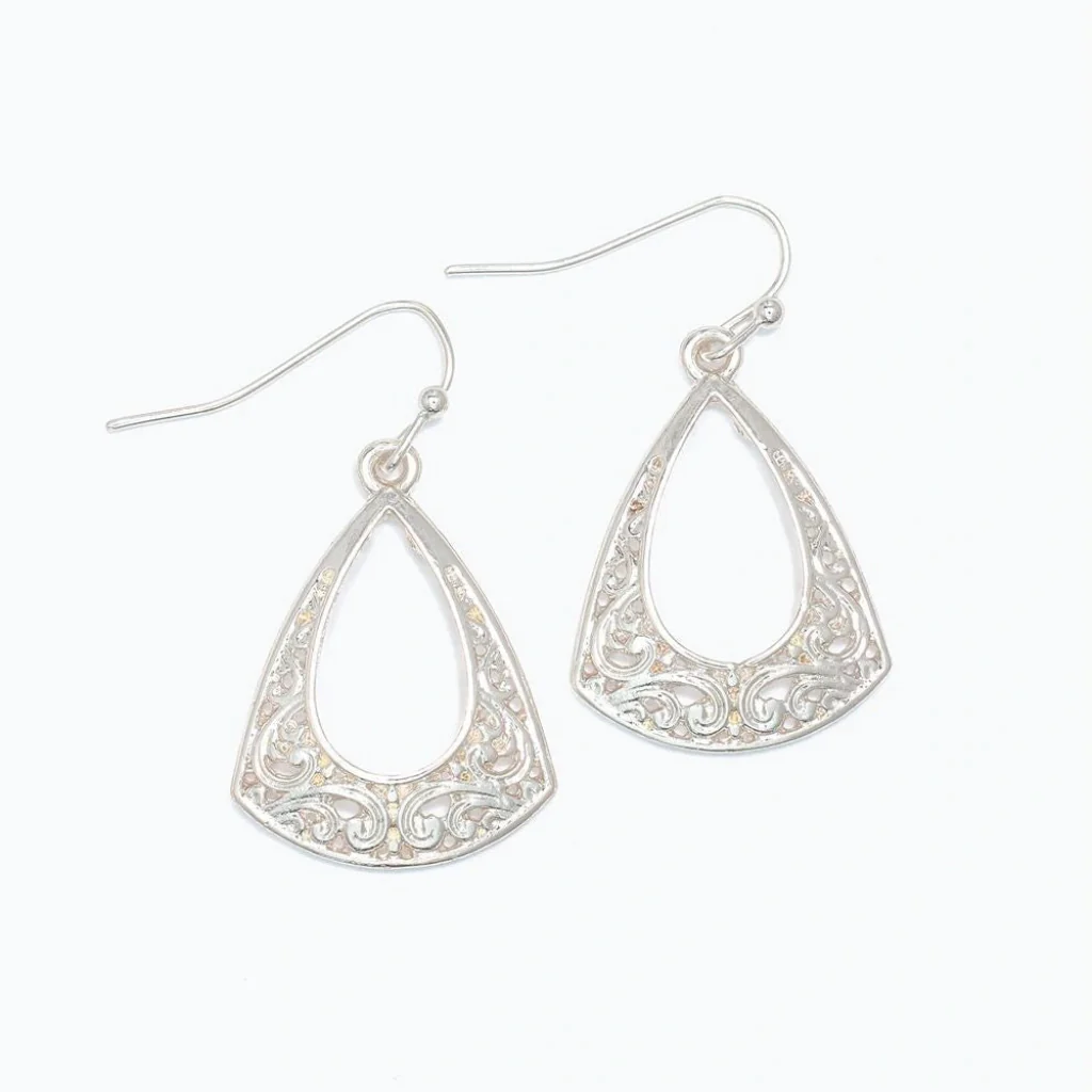 Periwinkle : Silver Open Drops With Delicate Filigree Earrings