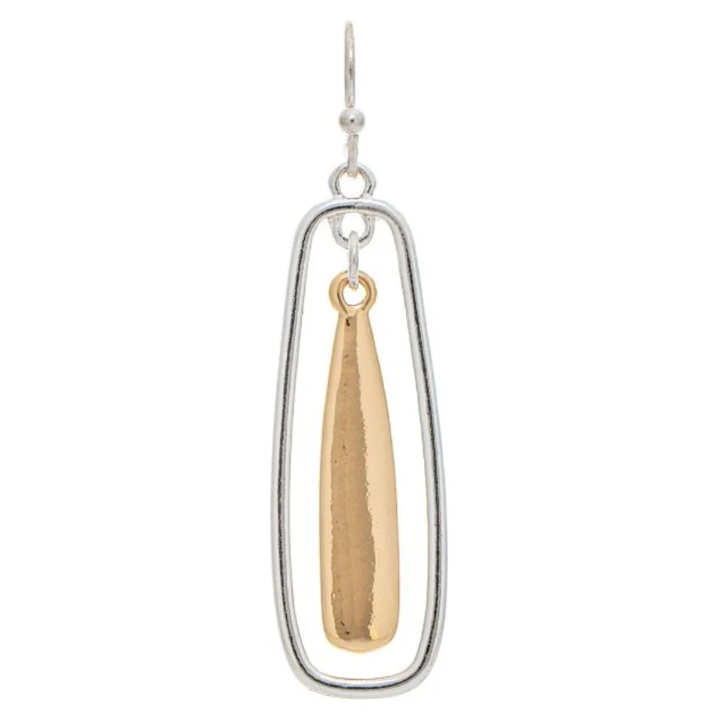 Rain Jewelry : Two Tone Dangle Bar-in-Bar Earrings